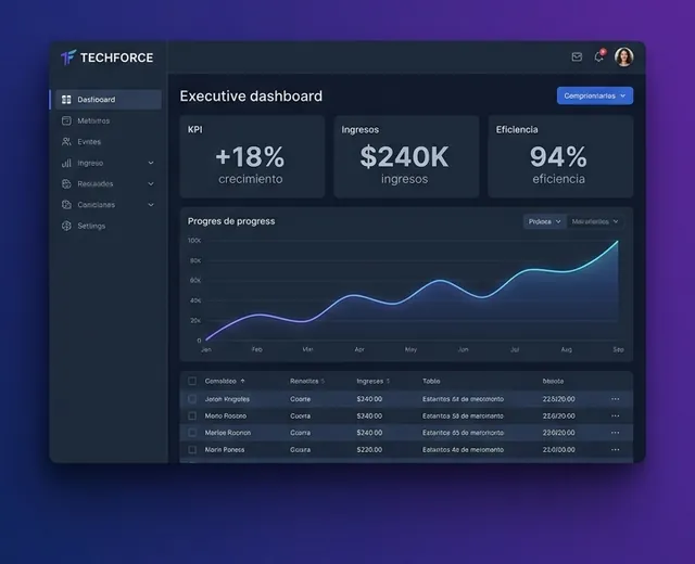 Dashboard B2B ejecutivo con KPIs e ingresos